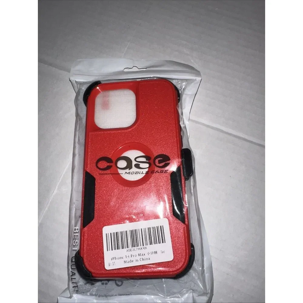 iPhone 14 Pro Max Case with Holster Belt Clip And Screen‎ Protector Red/Black